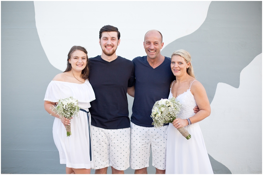 Beach wedding family